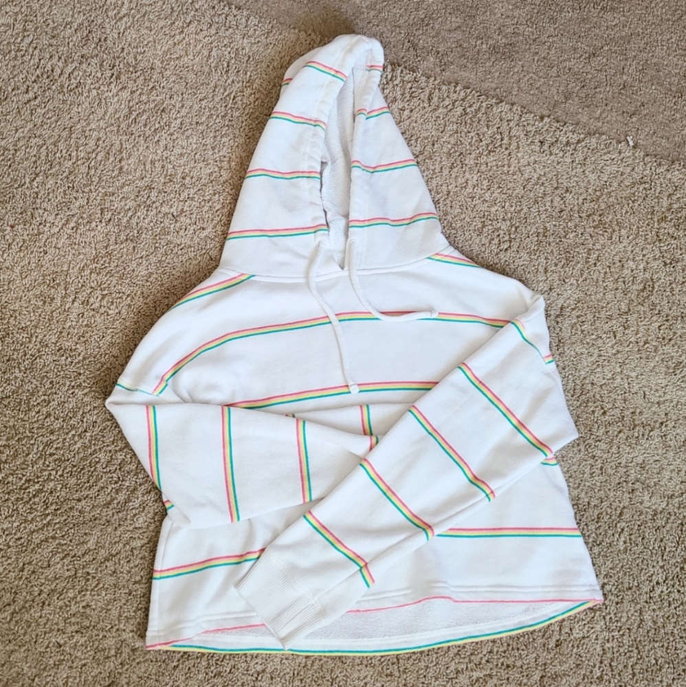 Rainbow stripe cropped hoodie